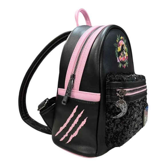 Exclusive Loungefly Jurassic Park Sequin Pink Floral Mini Backpack - Picture 2 of 5